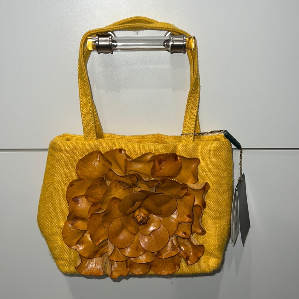 Paolo Masi linen and leather mini tote, NEW